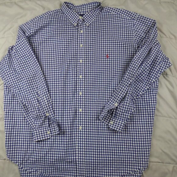 Polo Ralph Lauren Other - Polo Ralph Lauren Long Sleeve Blue White Gingham Button Down Shirt Men's 4XLT